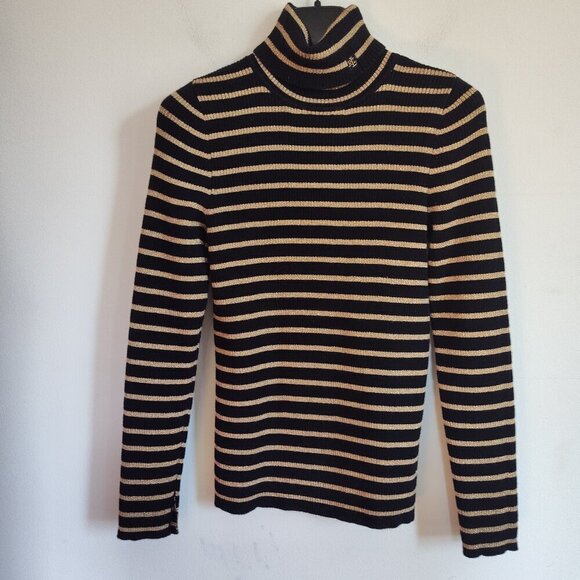 Lauren Ralph Lauren Sweaters - Ladies SZ PM Lauren Ralph Lauren  Black Stripe Turtleneck Sweater